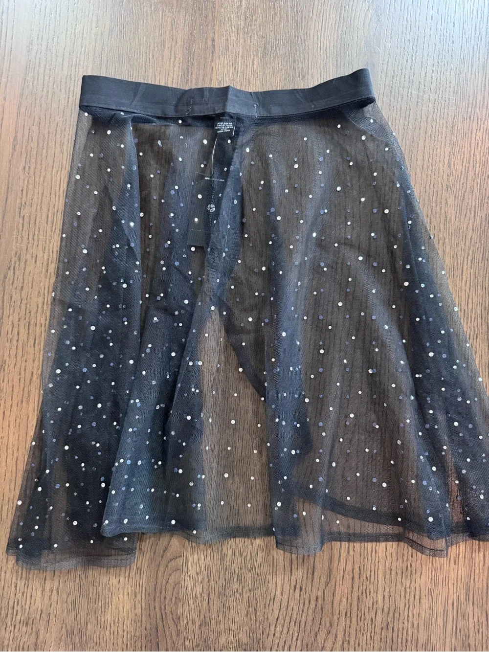 NWT Ashley Stewart Sheer Black Diamond Studded Dance Skirt - One Size